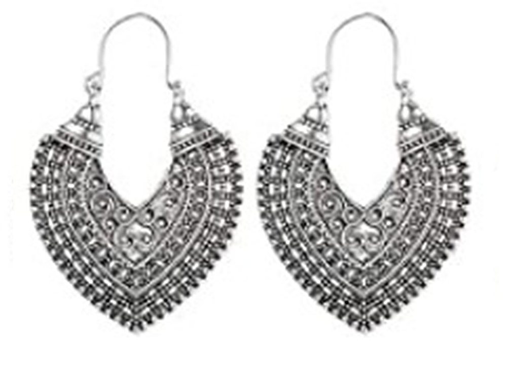 EARRINGS VINTAGE - SHIELD SILVER PLATED