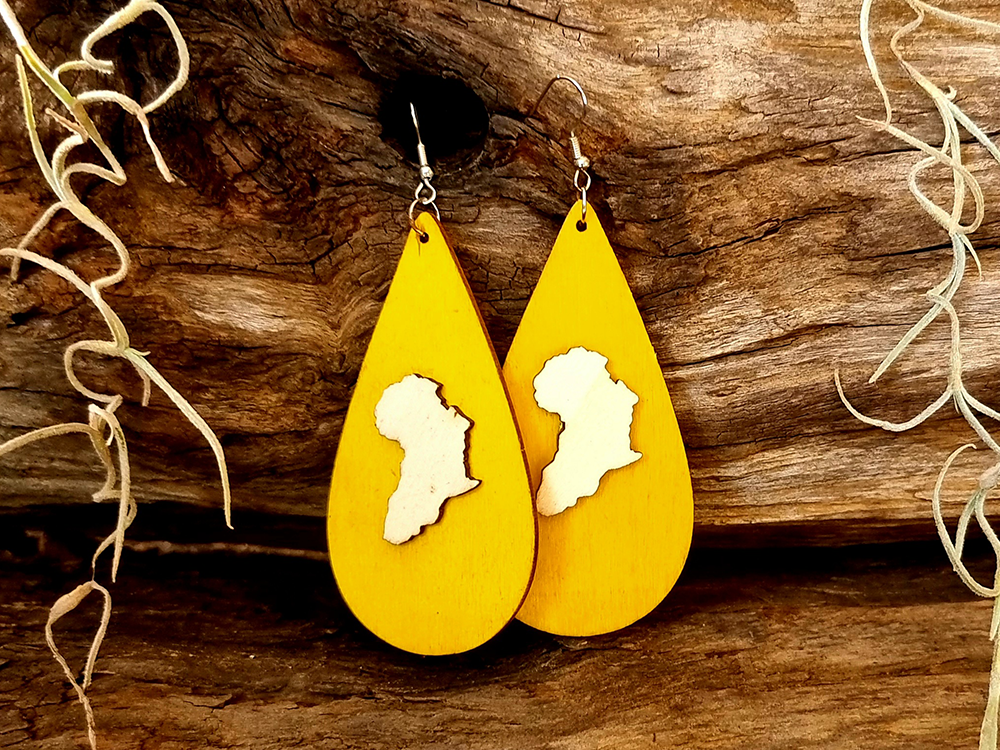 AFRICA YELLOW WOODEN EARRINGS