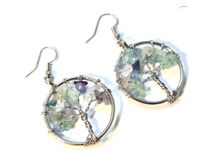 Fluorite Tree Of Life Earrings - Wildlings Crystals South Africa