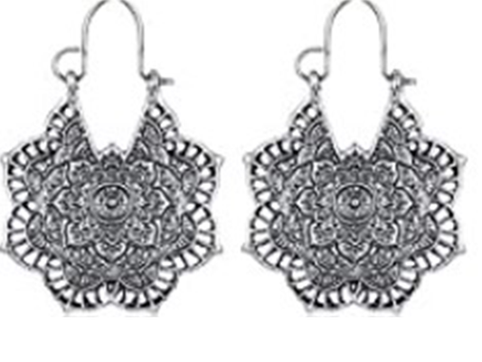 EARRINGS VINTAGE -  FLOWER SILWER PLATED