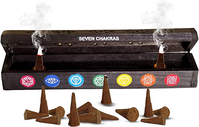 CHAKRA BLACK WOODEN INCENSE BOX