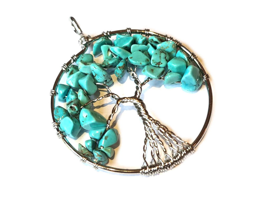 HOWLITE TURQUISE TREE OF LIFE PENDANT - CALMING STONE