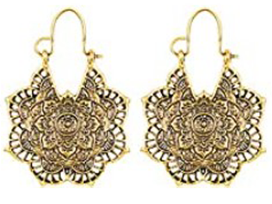 GOLD PLATED VINTAGE FLOWER EARRINGS