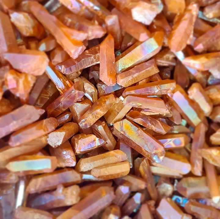 Orange Aura Quartz Crystal Point - Wildlings Crystals South Africa