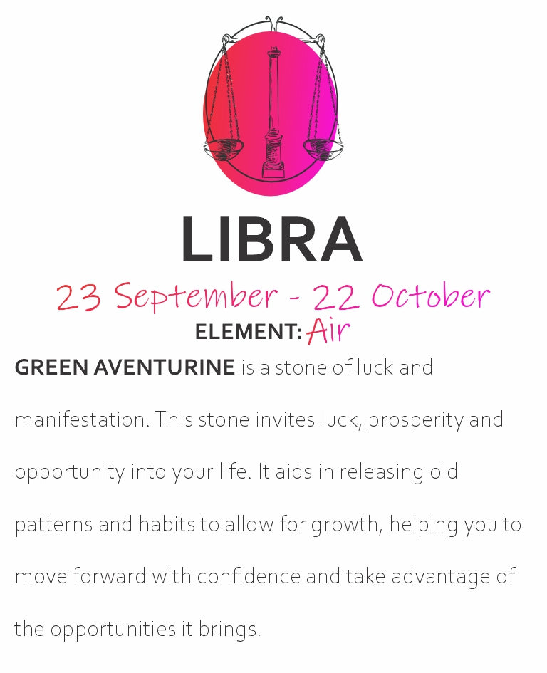 LIBRA ZODIAC ENERGY BRACELET - GREEN AVENTURINE