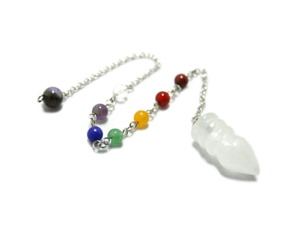 CLEAR QUARTZ 7 CHAKRA PENDULUM - ENERGY HEALING