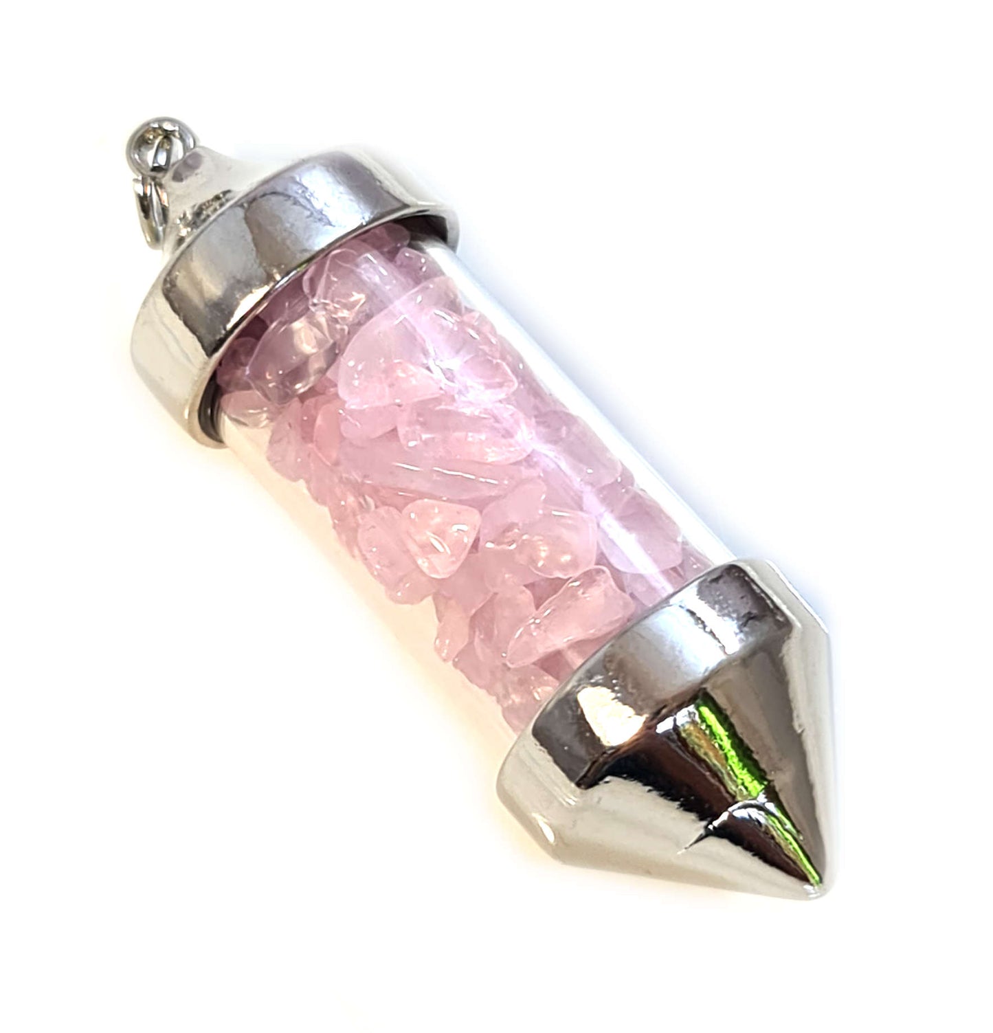 ROSE QUARTZ JAR PENDANT - LOVE