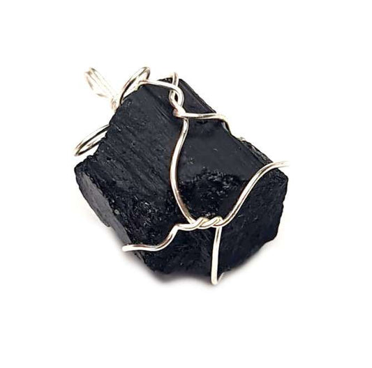TOURMALINE BLACK WIRE WRAPPED PENDANT - PROTECTION & PROSPERITY